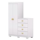 Ver imagem 2 de Cômoda Roupeiro Allure 4 Gavetas 2 Portas com Prateleiras Branco G98 - Gran Belo