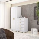 Ver imagem 1 de Cômoda Roupeiro Allure 4 Gavetas 2 Portas com Prateleiras Branco G98 - Gran Belo
