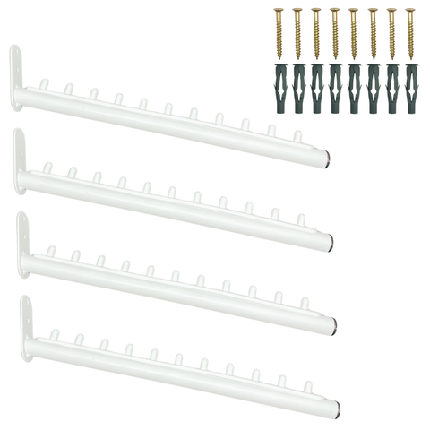 4 Arara de Parede 40cm Formato Rt Inclinado 10 Cabides Aço Robusto Organização Roupas Branco