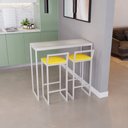 Ver imagem 2 de Bancada Cozinha Balcão Gourmet Branco 2 Banquetas Estofado Br