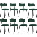 Ver imagem 1 de Kit 08 Cadeiras Decorativas Estofada Para Sala De Jantar Barcelona L02 Bouclê Verde - Lyam Decor