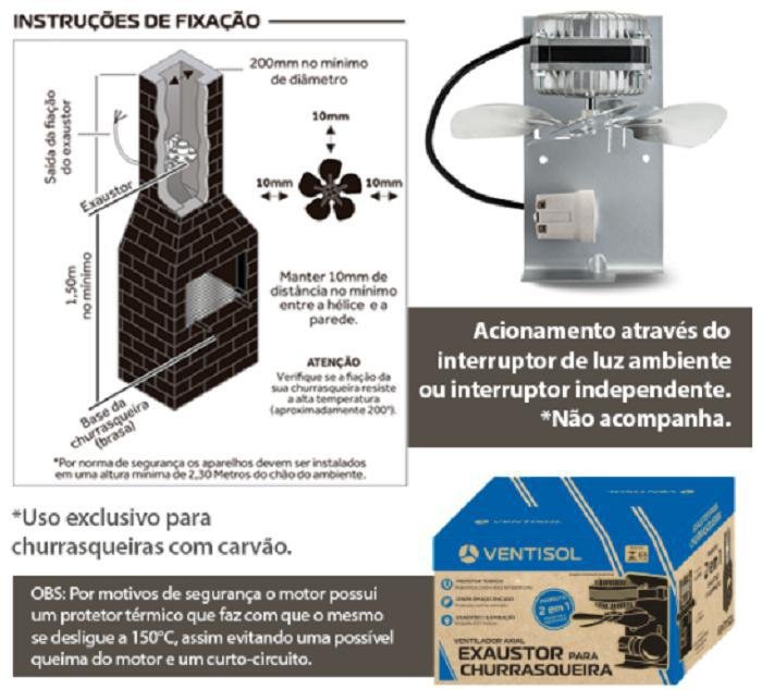 Exaustor para Churrasqueira com Iluminação Ventosol 60w Exc - 7