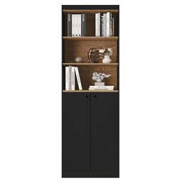 Estante Livreiro com 5 Prateleiras e 2 Portas Gold Luxo - Dullar Móveis:preto - 2