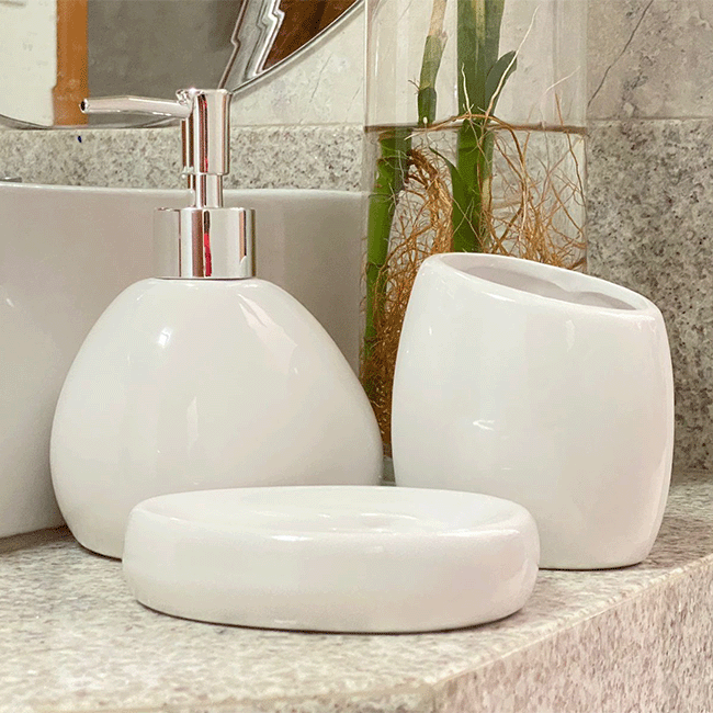 Conjunto Banheiro Lavabo 3 Peças Sabonete Líquido Porta Escova / 948 Pgb Conjunto Banheiro 3 Peças - 2