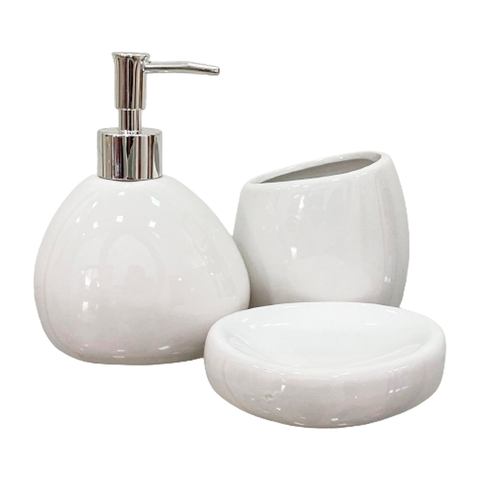 Conjunto Banheiro Lavabo 3 Peças Sabonete Líquido Porta Escova / 948 Pgb Conjunto Banheiro 3 Peças