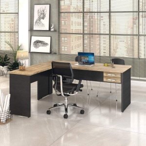 Escrivaninha Mesa Escritório em L 1,80x1,60M com 2 Gavetas Work30