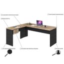 Ver imagem 4 de Escrivaninha Mesa Escritório em L 1,80x1,60M com 2 Gavetas Work30