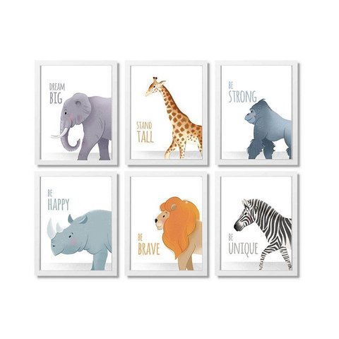 Kit Quadro Safari Infantil Decorativo Quarto Criança Bebê