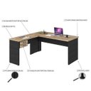 Ver imagem 4 de Escrivaninha Mesa Escritório em L 1,60x1,60M com 2 Gavetas Work30