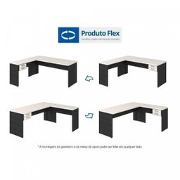 Escrivaninha Mesa Escritório em L 1,60x1,60M com 2 Gavetas Work30 - 5