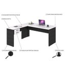 Ver imagem 4 de Escrivaninha Mesa Escritório em L 1,60x1,60M com 2 Gavetas Work30