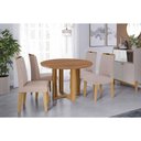 Ver imagem 1 de Conjunto: Mesa Sala Jantar Flora Tampo Madeirado C/ Vidro 109cm e 4 Cadeiras Paola Cinamomo/off