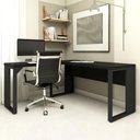 Ver imagem 1 de Mesa de Escritório em L Linha Industrial Metalon Tampo 40mm