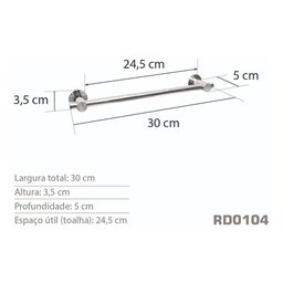 Toalheiro Inox 30 Cm - Kromus RD0104 - 3