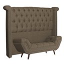 Ver imagem 1 de Conjunto Sienna Cabeceira e Recamier Queen 160 Cm Linho Marrom - LM DECOR
