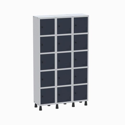 Roupeiro Aço Linha Light 15 Portas - GR303-15 Cinza-Azul Delrei