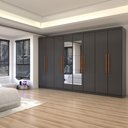 Ver imagem 1 de Guarda-roupa Casal Odisseia 8 Portas 4 Gavetas com Espelho Onix - Panorama Móveis