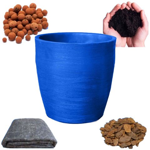 Vaso Planta 30x30 Oval + Kit Completo para Plantar