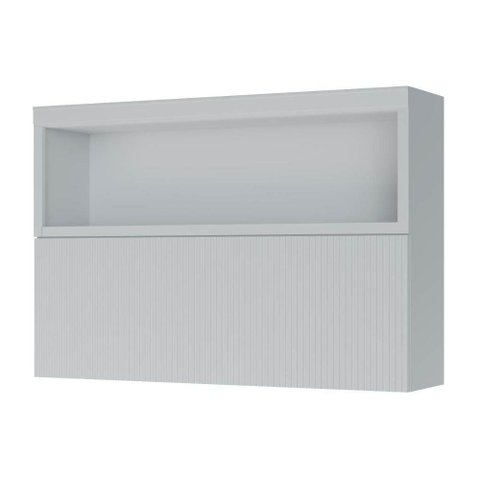 Armário de Cozinha Modulado Marquesa C/ Nicho e 1 Porta Basculante Ripada 120cm Branco - Nesher