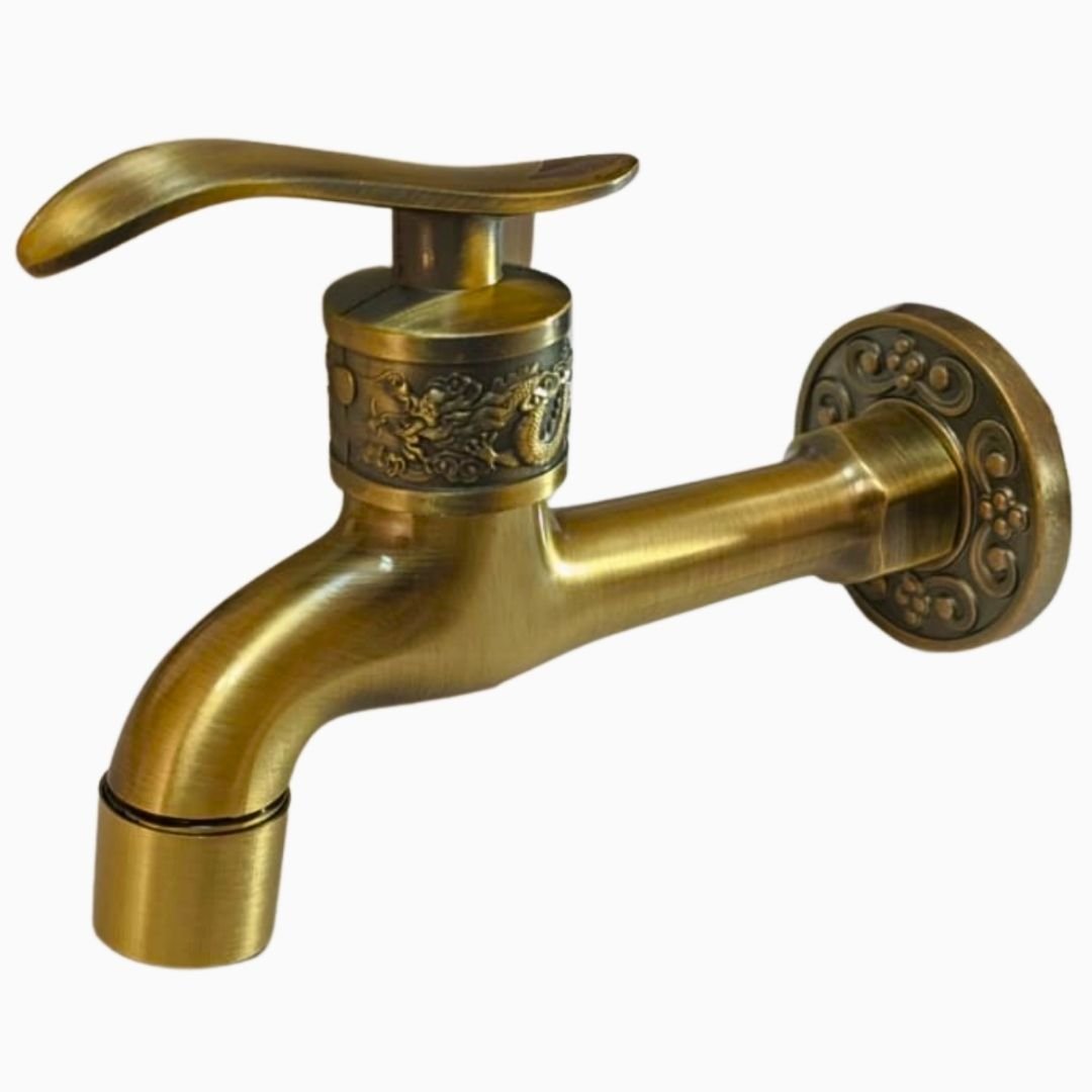 Torneira Banheiro Lavabo Oratorio Provençal Rustica Parede Latão Media Bronze - Modelo Braga - 2