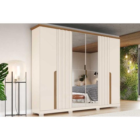 Guarda Roupa 6 Portas e 6 Gavetas Napoli Off White/Nature - Henn