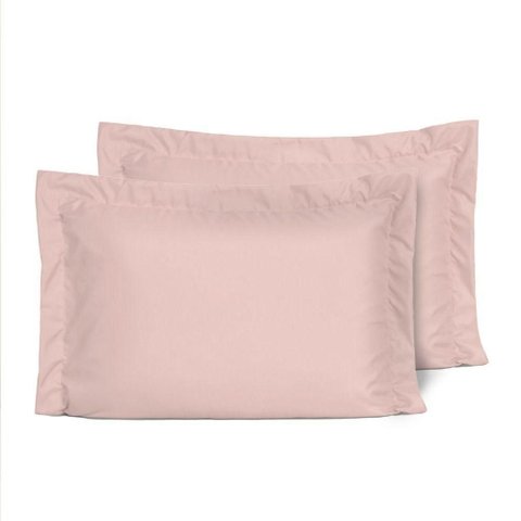 Kit Fronhas Slim com 3 Abas Percal 200 Fios 50cm X 70cm 2 Peças - Rose