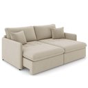 Ver imagem 3 de Sofá Cama Retrátil para Sala de Estar 174cm Una K01 Veludo Bege Lyam Decor