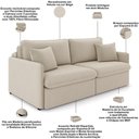 Ver imagem 4 de Sofá Cama Retrátil para Sala de Estar 174cm Una K01 Veludo Bege Lyam Decor