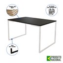 Ver imagem 3 de Mesa Industrial Base Ferro Branco Tampo 137x90 Preto 4 Cadeiras Eames Madeira Assento Branco