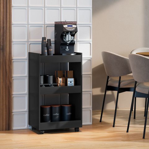 Mesa Lateral Balcão para Organizar Multiuso Modelo Jade para Casa Preto