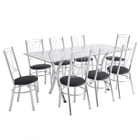 Conjunto Mesa 8 Cadeiras Cromado Moveis