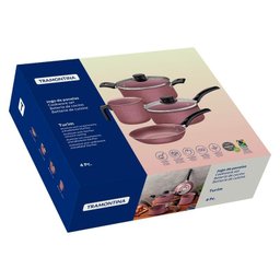 Jogo Conjunto Panelas Tramontina 4 Peças Turim - Rosa - 2