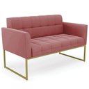 Ver imagem 1 de Sofá Namoradeira Base Industrial Dourado Ana Suede Rosê - Ibiza