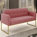 Ver imagem 2 de Sofá Namoradeira Base Industrial Dourado Ana Suede Rosê - Ibiza