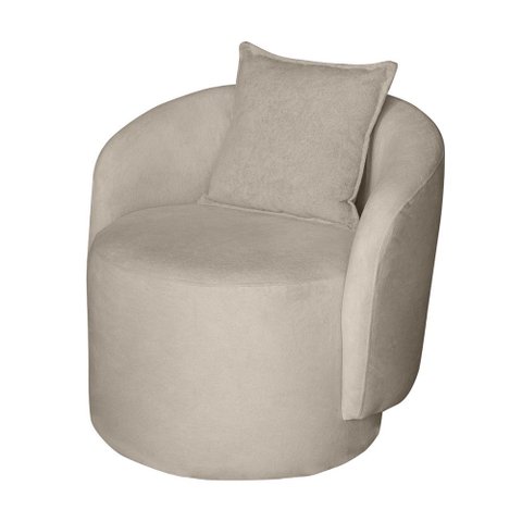 Poltrona Decorativa Lua Orgânica Bouclê Bege Sala Estar Recepção - Divalê Shop