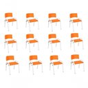 Ver imagem 1 de Kit 12 Cadeira Iso Infantil Creche, Base Branco Laranja