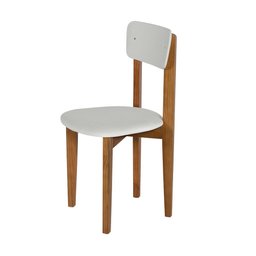 Conjunto Mesa de Jantar Base Madeira Maciça com 4 Cadeiras Elisa Ideal para Apartamenteo 90x90 Off-w - 4