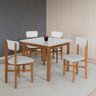 Conjunto Mesa de Jantar Base Madeira Maciça com 4 Cadeiras Elisa Ideal para Apartamenteo 90x90 Off-w - 1