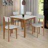 Conjunto Mesa de Jantar Base Madeira Maciça com 4 Cadeiras Elisa Ideal para Apartamenteo 90x90 Off-w - 1