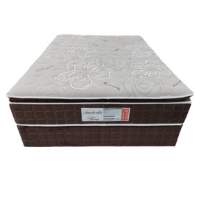 Conjunto Box Casal King Size Amsterdã Molas Ensacadas com Espuma D33 1,93x2,03x0,72 Marrom
