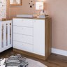 Quarto Infantil com Berço, Cômoda e Roupeiro Marrom e Branco Aconchego Completa Móveis - 9
