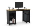Ver imagem 1 de Mesa / Escrivaninha para Computador Mi com Rodízios Cor Preto / Nature