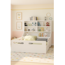 Ver imagem 2 de Cama Montessori Casal com Cabeceira Organizadora de Brinquedo e Colchão