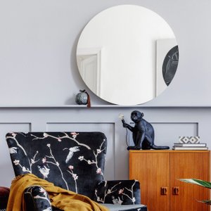 Espelho Decorativo Redondo Lapidado 60cm diâmetro Moderno - com suporte para fixação