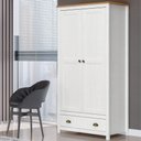 Ver imagem 3 de Guarda Roupa Solteiro 2 Portas 1 Gaveta Madeira Maciça Mazzaro F06 Branco Freijó - Lyam Decor