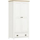 Ver imagem 1 de Guarda Roupa Solteiro 2 Portas 1 Gaveta Madeira Maciça Mazzaro F06 Branco Freijó - Lyam Decor