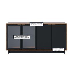 Aparador Buffet 4 Portas Noce Milano/preto Fosco - 3