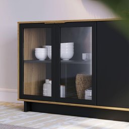 Aparador Buffet 4 Portas Noce Milano/preto Fosco - 6
