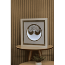 Ver imagem 2 de Quadro Decorativo Árvore da Vida Felicidade 33x33cm Led Prata Moldura Branca Vidro