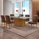 Ver imagem 1 de Mesa para Sala de Jantar Aida 180cm Mdf Canto Copo com Vidro e 6 Cadeiras Melissa